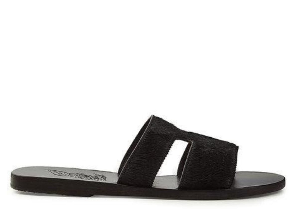 Apteros Pony Slide Sandals Black Ancient Greek Sandals Apoella