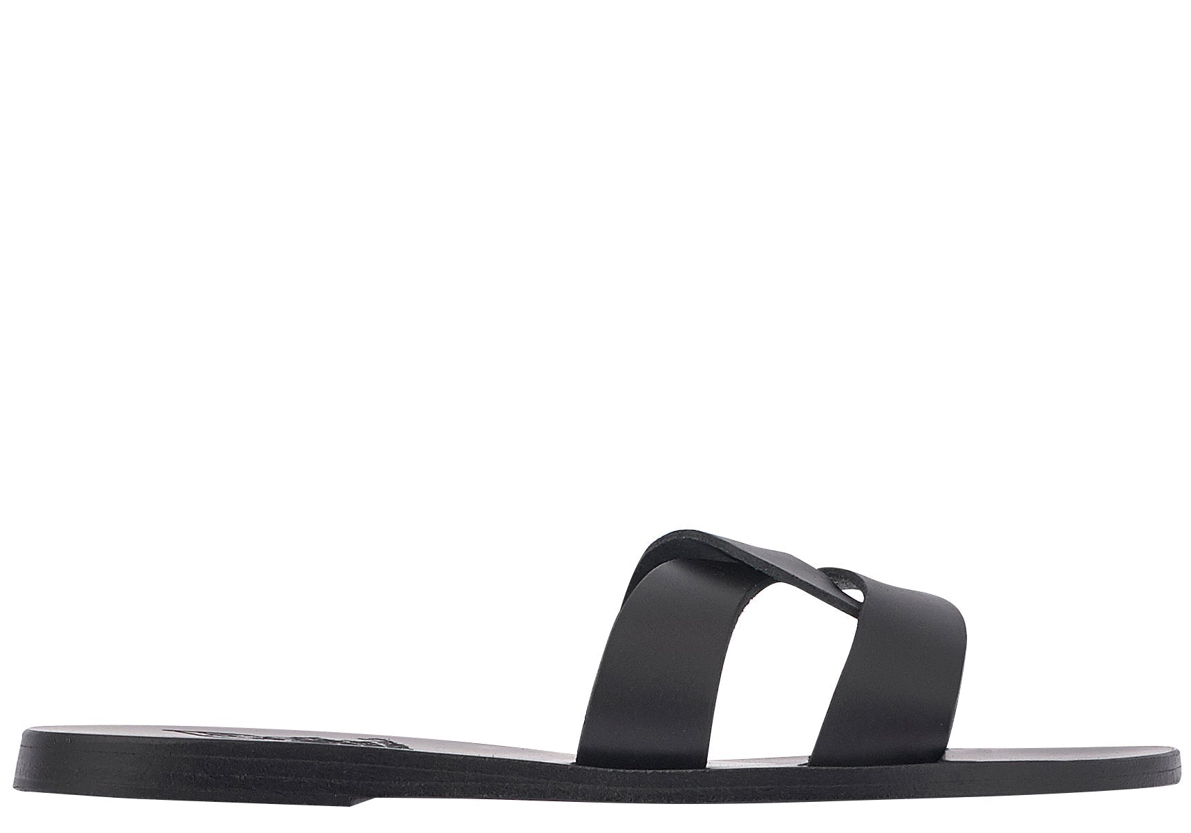 Desmos Leather Slide Sandals Black Ancient Greek Sandals