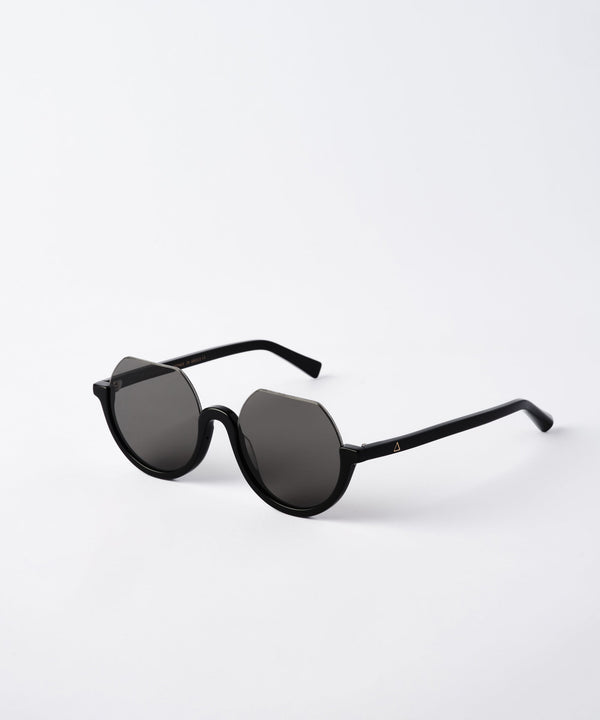 Sunglasses Zeus n Dione Hebe III Bottom Round Frame Sunglasses With Cutout Lenses Black Apoella