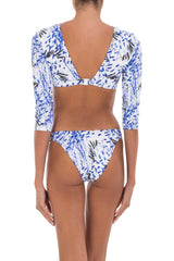 Swimwear Emmanuela Swimwear ELLA LONG SLEEVE BIKINI SPLASH WHITE/BLUE Apoella