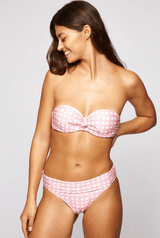 Swimwear Heidi Klein MALDIVES/CAPRI CHECK PRINT TIE FRONT BANDEAU BIKINI WHITE/PINK Apoella