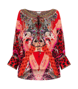 Tops Camilla Artesania Mania Buttop Up Top Animal Print Red O/S / Red Apoella