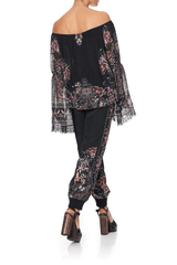 Tops Camilla Restless Nights Drop Shoulder Bell Sleeve Top Black Floral M / Black Floral Apoella