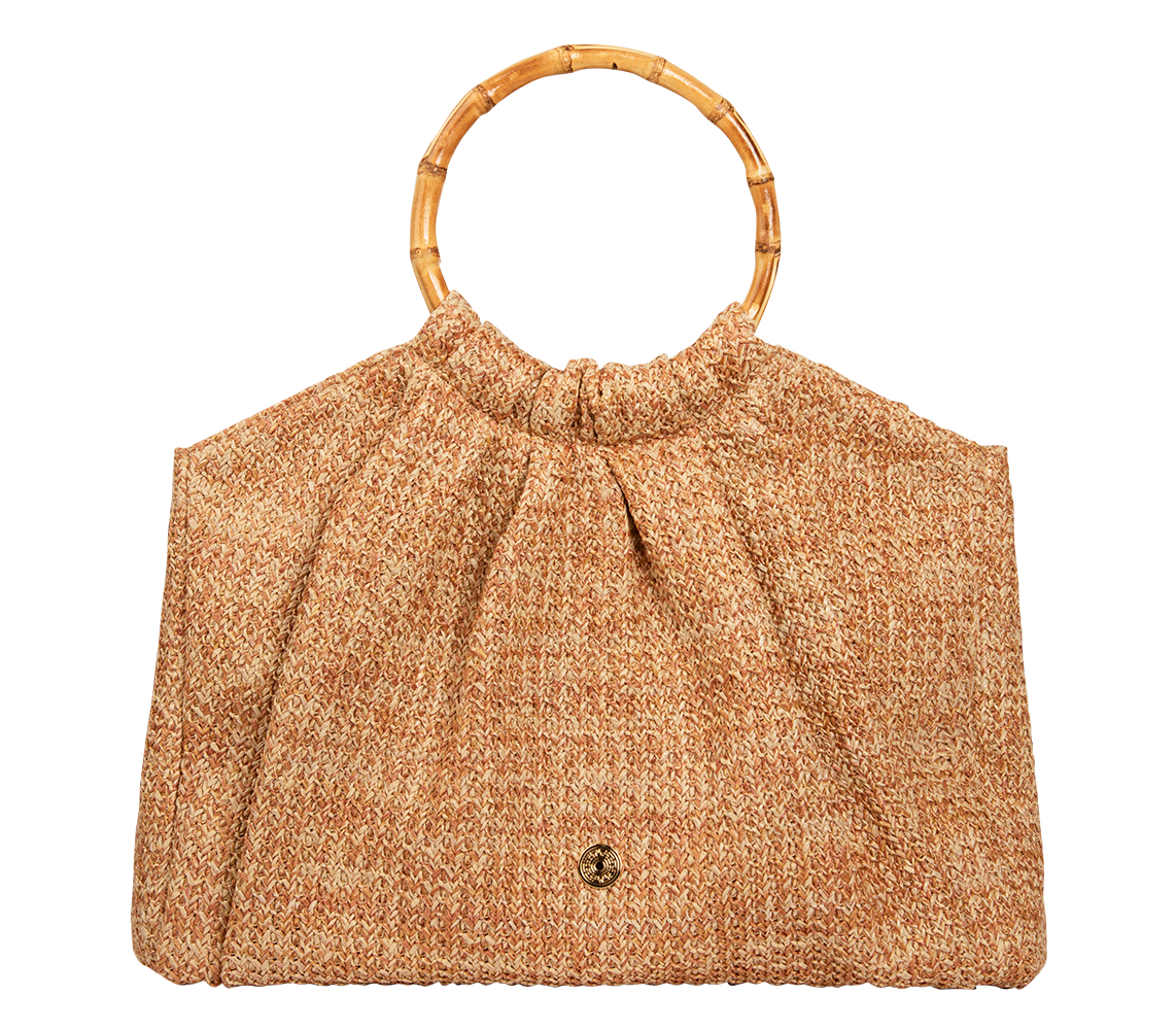 Andros Tote Bamboo Raffia Straw Bag Terracota Apoella APOELLA