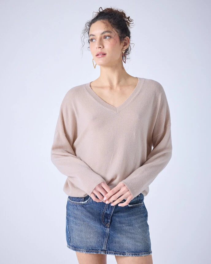 Alicia V Neck Sweater Sand