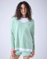 Camille V Neck Sweater Cloudy Mint