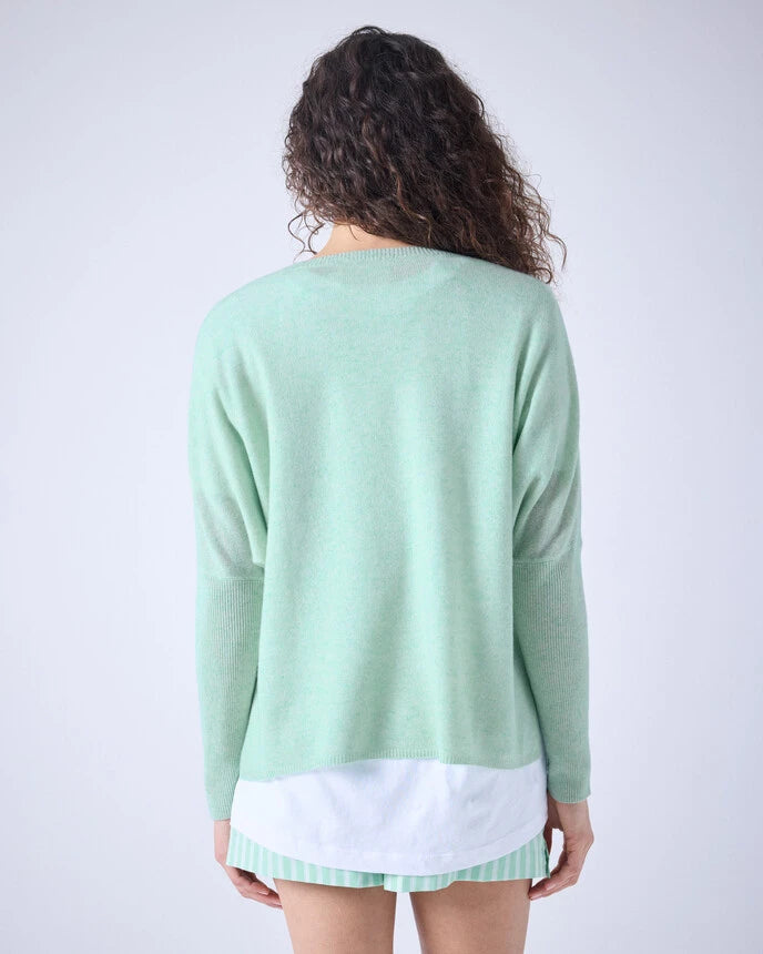 Camille V Neck Sweater Cloudy Mint