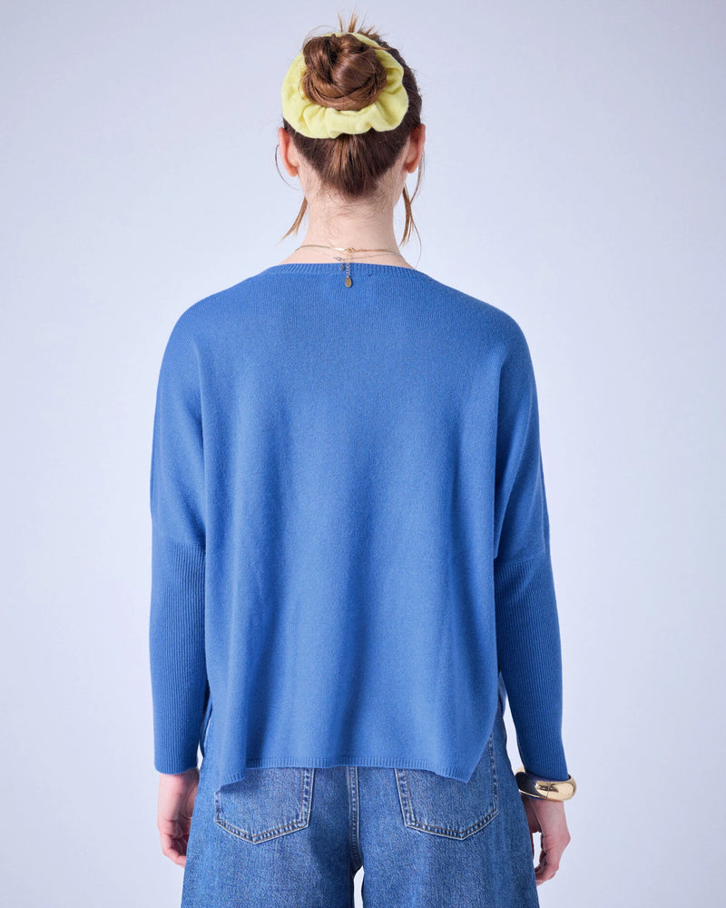 Camille V Neck Sweater Horizon Blue