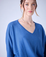 Camille V Neck Sweater Horizon Blue