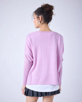 Camille V Neck Sweater Pink Peony