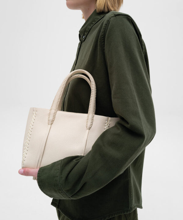 Mini Tote Grained Leather Cream