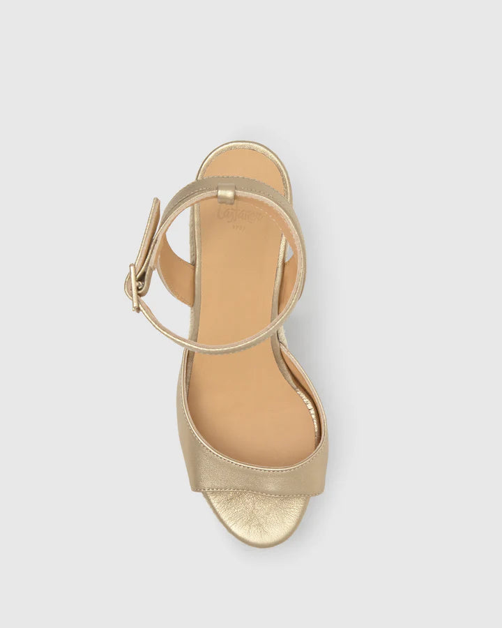 Blair 8ed Leather Wedge Espadrilles Oro
