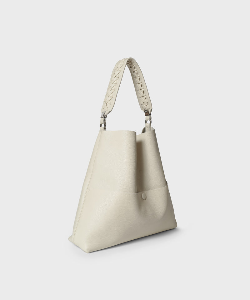 Slim M Stich Tote Grained Leather Cream
