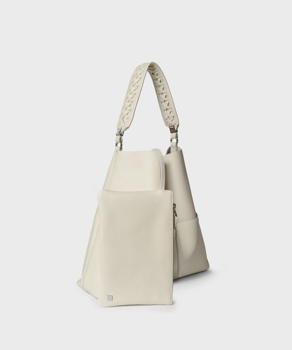 Slim M Stich Tote Grained Leather Cream