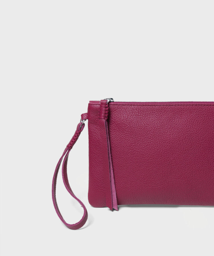 Slim Pochette Grained Leather Pink