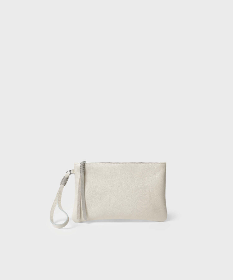 Slim Pochette Grained Leather Cream