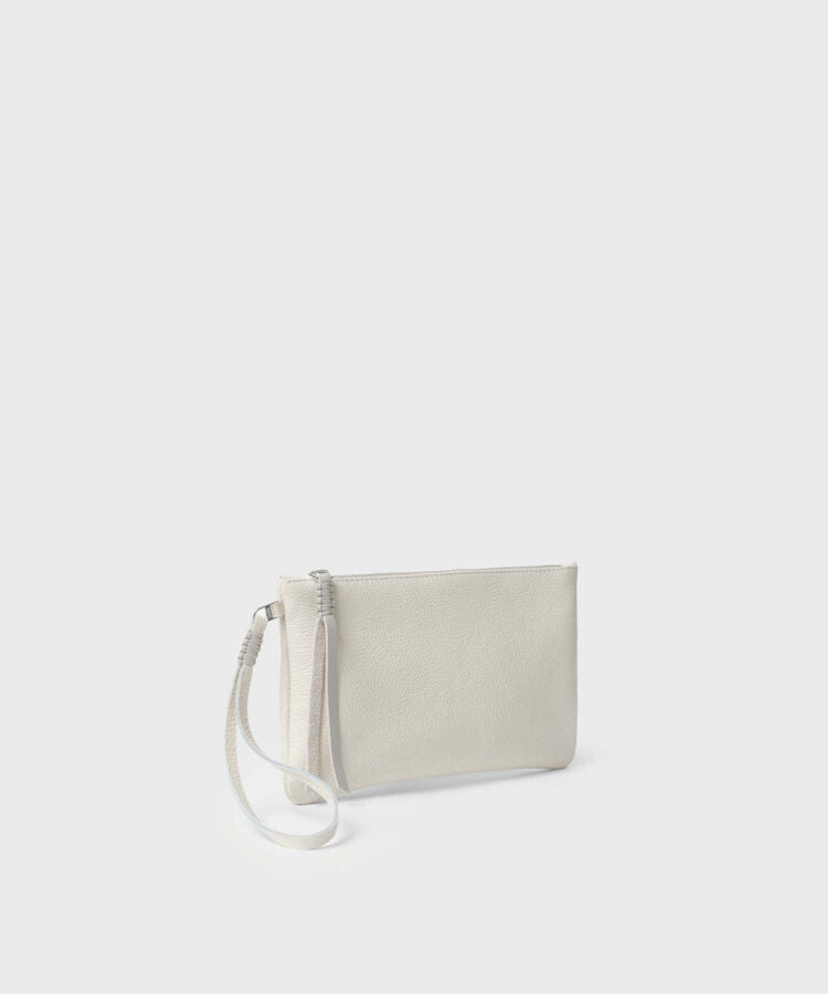 Slim Pochette Grained Leather Cream