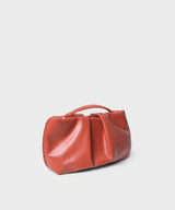 Pleated Clutch Smooth Leather Orange
