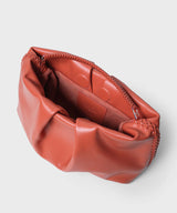 Pleated Clutch Smooth Leather Orange