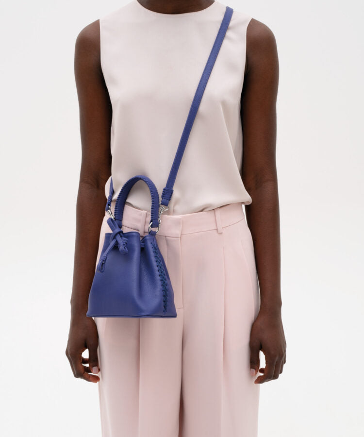 Micro Bucket Bag Grained Leather Violet