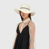 Giselle Panama Hat Natural Ribbon Black Striped