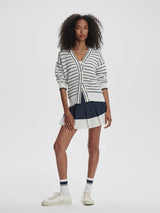 Antonia Relaxed Cardigan White/Blue Nights