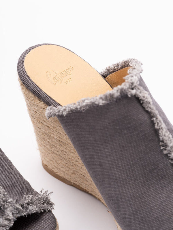 Fatima Mule Wedge Espadrilles Charcoal