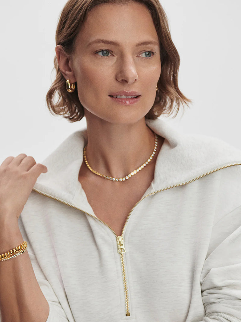 Larson Half Zip Sweater Ivory Marl