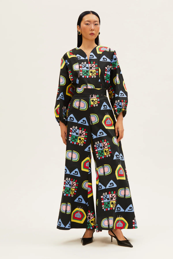 Tependris Palazzo Pants Futuristic Black