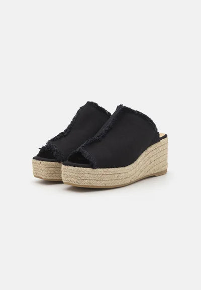 Queral Mule Wedge Espadrilles Negro