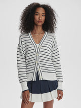 Antonia Relaxed Cardigan White/Blue Nights