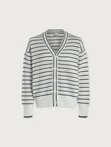Antonia Relaxed Cardigan White/Blue Nights