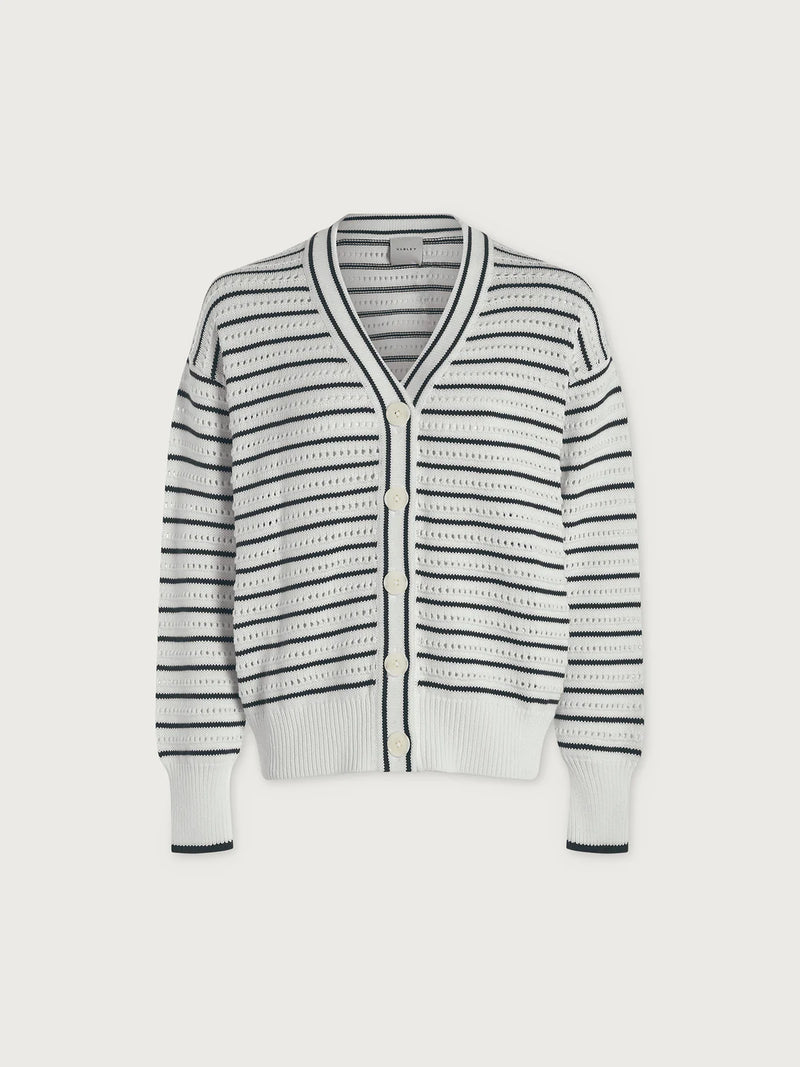 Antonia Relaxed Cardigan White/Blue Nights