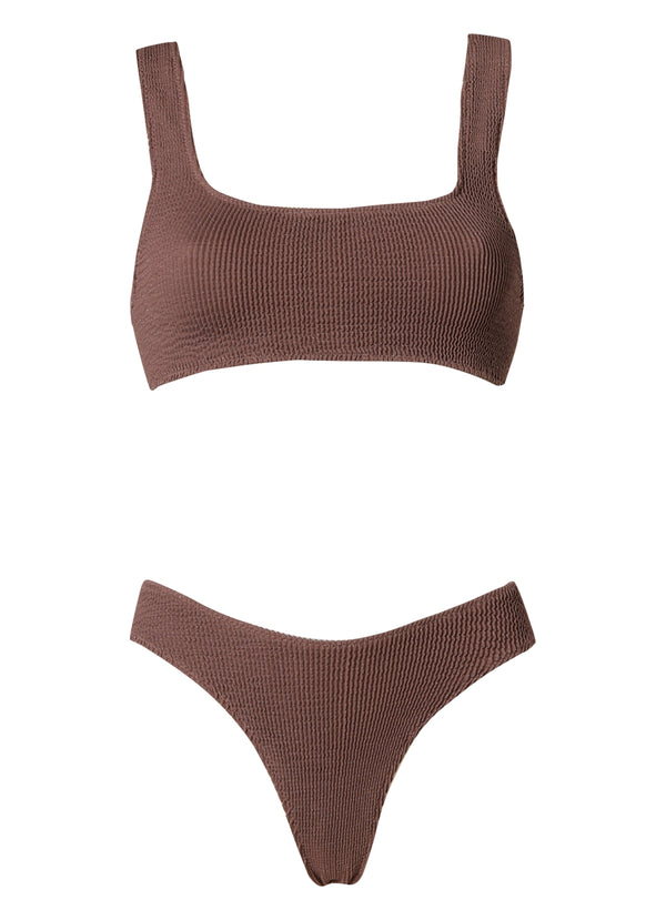 August Athletic Bikini Seersucker Brown