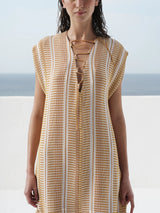 Starboard Lace Up Textured Silk Tunic Ivory/Sun