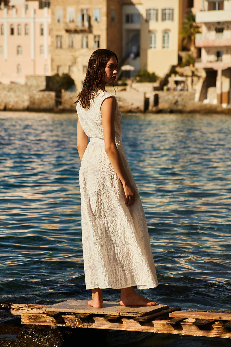 Caroline Long SL Long Sleeveless Dress White
