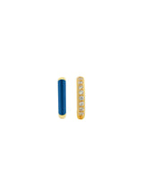 Two In One Hoops Blue Enamel Zircon Gold Plated