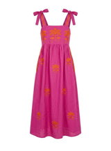 Agate Shoulder Straps Maxi Dress Berry/Flamingo Embroidery