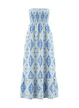 Caraway Strapless Maxi Dress Blue Ikat