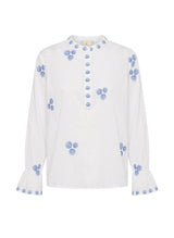 Broom Long Sleeve Top White/Blue Shells