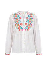 Catnep Long Sleeve Top White/Sorbet Bird Embroidery