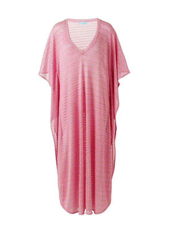 June V Neck Knit Maxi Caftan Pink