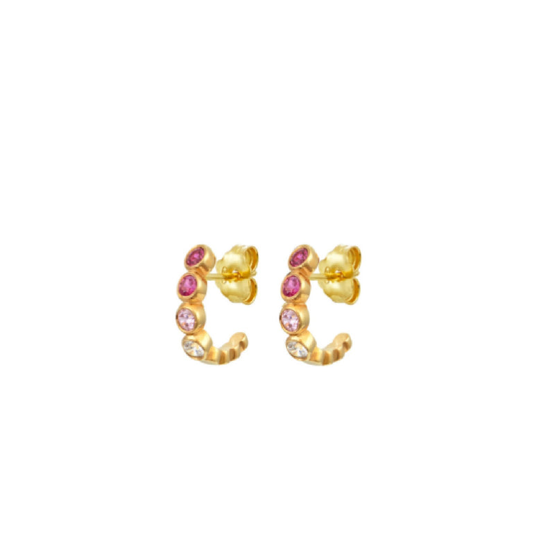 Huggy Hoops Earrings Gold Pink Fade