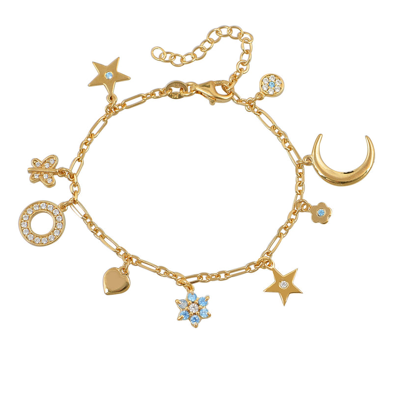 Charm Bracelet Gold/Aqua