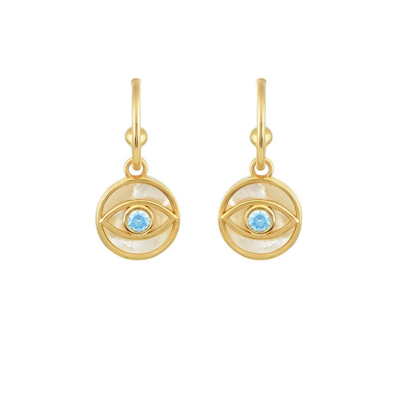 Areti Eye Earrings Gold Aqua