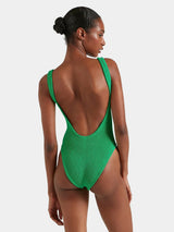Square Neck Low Back One Piece Emerald