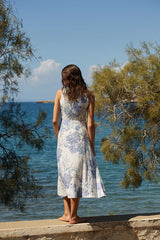 Teresa Midi Sleeveless Dress Blue/White Corals