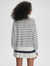 Antonia Relaxed Cardigan White/Blue Nights