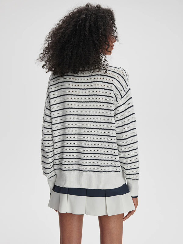 Antonia Relaxed Cardigan White/Blue Nights
