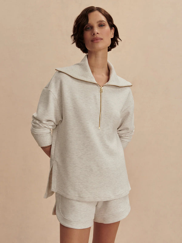 Larson Half Zip Sweater Ivory Marl